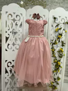VESTIDO DE FESTA LONGO ROSE COM GLITTER