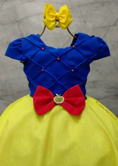 VESTIDO INFANTIL BRANCA DE NEVE COM BUSTO DRAPEADO COM PÉROLAS - comprar online