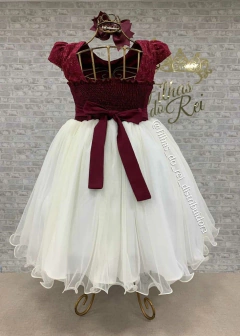 VESTIDO DE FESTA INFANTIL LUXO FLORES ENCANTADAS MARSALA - loja online