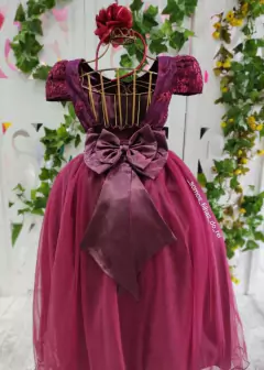 VESTIDO INFANTIL MARSALA DE RENDA - loja online