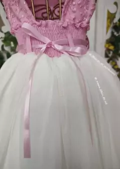 VESTIDO DE FESTA INFANTIL MARIA HELENA ROSA E OFF WHITE na internet