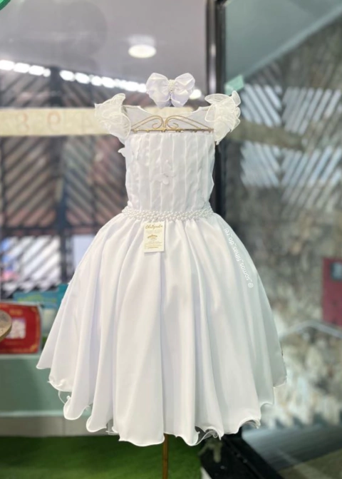 VESTIDO INFANTIL MIDI BRANCO COM BORBOLETAS ENCANTADAS