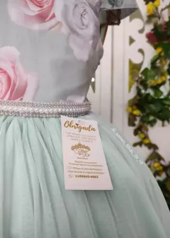 VESTIDO FESTA MANU VERDE ÁGUA ESTAMPA - Filhas do Rei Distribuidora Roupa Infantil e Juvenil