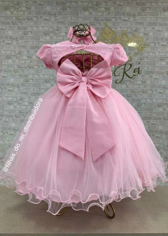 VESTIDO ROSA DE FESTA INFANTIL COM APLIQUES DE BORBOLETAS 3D - Filhas do Rei Distribuidora Roupa Infantil e Juvenil