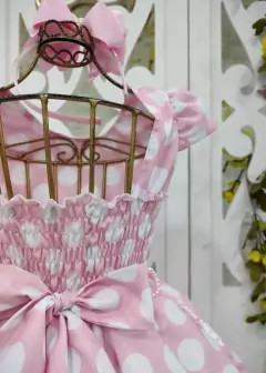 VESTIDO INFANTIL CECÍLIA ROSA COM BOLINHAS