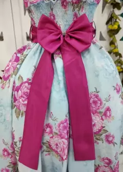 VESTIDO DE FESTA INFANTIL FLORAL AZUL - comprar online