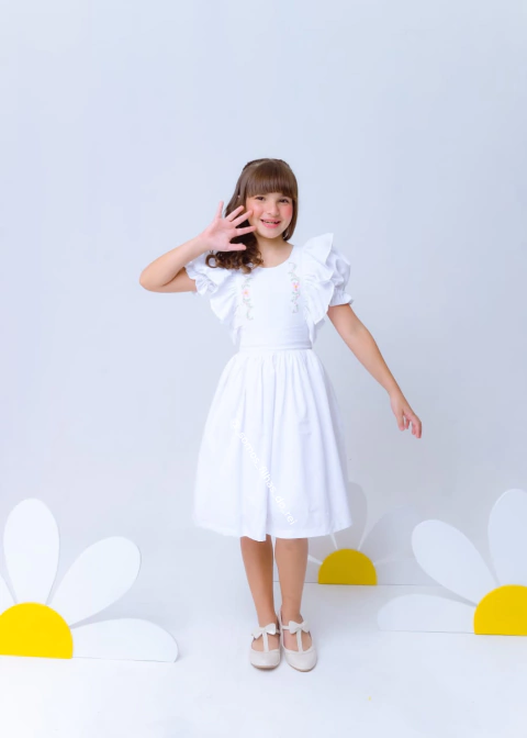 VESTIDO FLORES DO CAMPO BRANCO