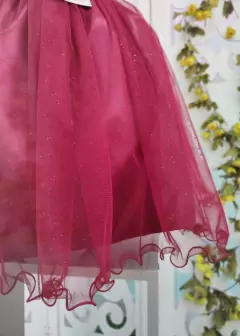 VESTIDO LUXO DE FESTA INFANTIL DE RENDA MARSALA - loja online