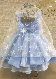 VESTIDO TEMÁTICO FROZEN COM CAPA - Filhas do Rei Distribuidora Roupa Infantil e Juvenil
