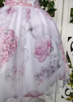 VESTIDO DE FESTA INFANTIL ESTAMPADO DE FLORES - Filhas do Rei Distribuidora Roupa Infantil e Juvenil