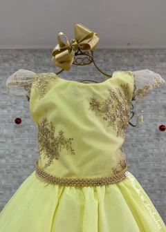 VESTIDO INFANTIL DE FESTA LUXO AMARELO COM DETALHES DOURADO na internet