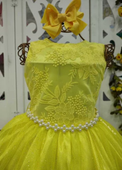 VESTIDO REGATA DE FESTA INFANTIL MIDI AMARELO - comprar online