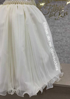 VESTIDO OFF WHITE DE FESTA LUXO JUVENIL LONGO - Filhas do Rei Distribuidora Roupa Infantil e Juvenil