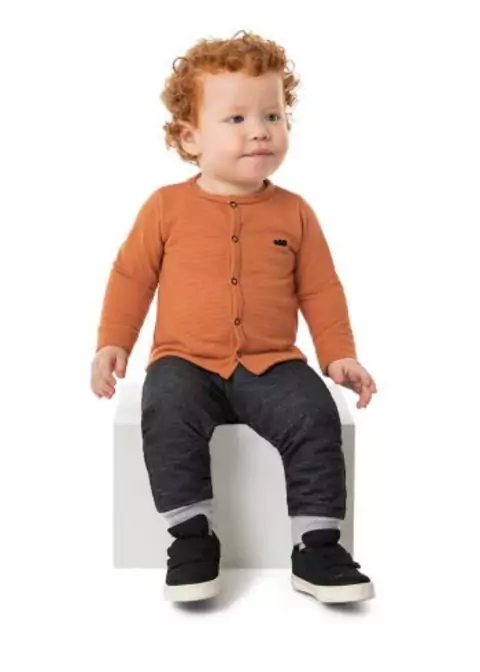 CASACO BEBE BABY TERRACOTA EM MALHA UNISSEX