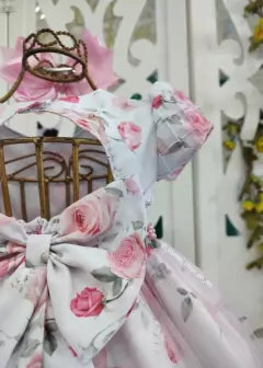 VESTIDO DE FESTA INFANTIL ROSA ESTAMPADO DE FLORES na internet