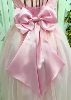 Vestido De Festa Rosa Bebê Longo Sabrina