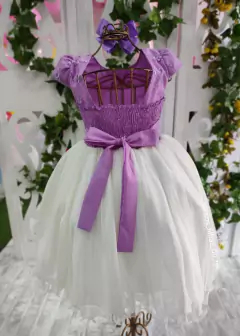VESTIDO DE FESTA INFANTIL LUXO FLORES ENCANTADAS LILÁS - loja online