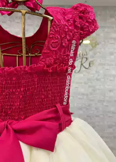 VESTIDO DE FESTA INFANTIL LUXO FLORES ENCANTADAS PINK