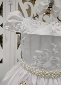 VESTIDO REALEZA INFANTIL BRANCO COM RENDA IMPORTADA - Filhas do Rei Distribuidora Roupa Infantil e Juvenil