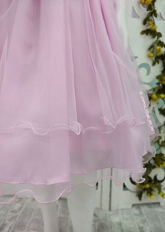 VESTIDO DE FESTA AYLA ROSA COM CINTO FLORIDO - Filhas do Rei Distribuidora Roupa Infantil e Juvenil
