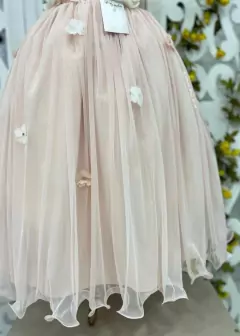 VESTIDO PLUS SIZE LONGO SALMÃO DE FESTA INFANTIL ENCANTADO DE MANGA CURTA COM APLICAÇÕES DE FLORES 3D na internet