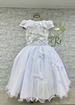 VESTIDO DE FESTA INFANTIL LUXO BORBOLETAS ENCANTADAS BRANCO - comprar online