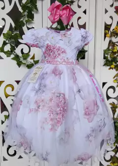 VESTIDO DE FESTA INFANTIL ESTAMPADO DE FLORES