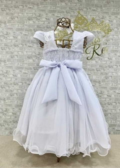 VESTIDO DE FESTA INFANTIL LUXO BORBOLETAS ENCANTADAS BRANCO - comprar online