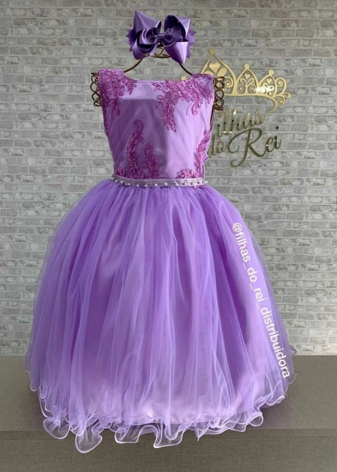 VESTIDO LUXO INFANTIL DE FESTA LILÁS