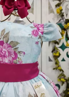 VESTIDO DE FESTA INFANTIL FLORAL AZUL na internet