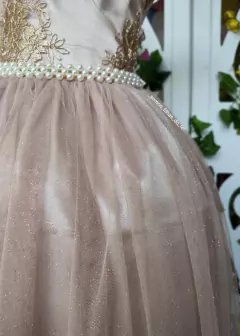VESTIDO LONGO LUXO INFANTIL DOURADO - Filhas do Rei Distribuidora Roupa Infantil e Juvenil