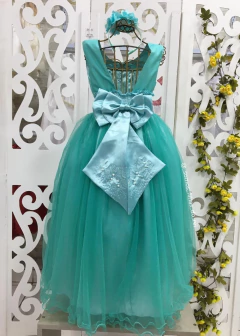 Vestido Longo Infantil de Festa Verde Tiffany - loja online