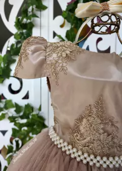 VESTIDO LONGO LUXO INFANTIL DOURADO na internet
