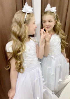 VESTIDO DE FESTA INFANTIL LUXO BORBOLETAS ENCANTADAS BRANCO