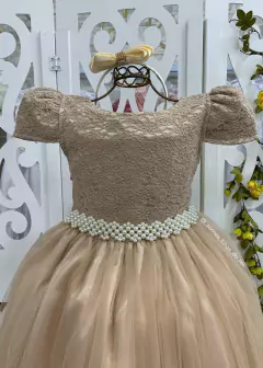 Vestido De Festa Dourado Longo Sabrina - comprar online