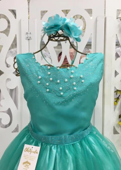 Vestido Longo Infantil de Festa Verde Tiffany - comprar online