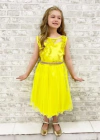 VESTIDO LUXO DE FESTA INFANTIL DE RENDA AMARELO