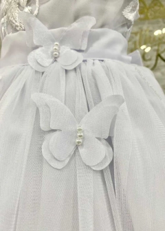 VESTIDO DE FESTA INFANTIL LUXO BORBOLETAS ENCANTADAS BRANCO - comprar online