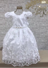 VESTIDO DE FESTA LUXO INFANTIL BRANCO BORDADA DE FLORES