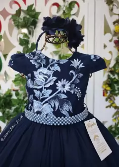 VESTIDO FESTA INFANTIL LUA AZUL MARINHO - comprar online