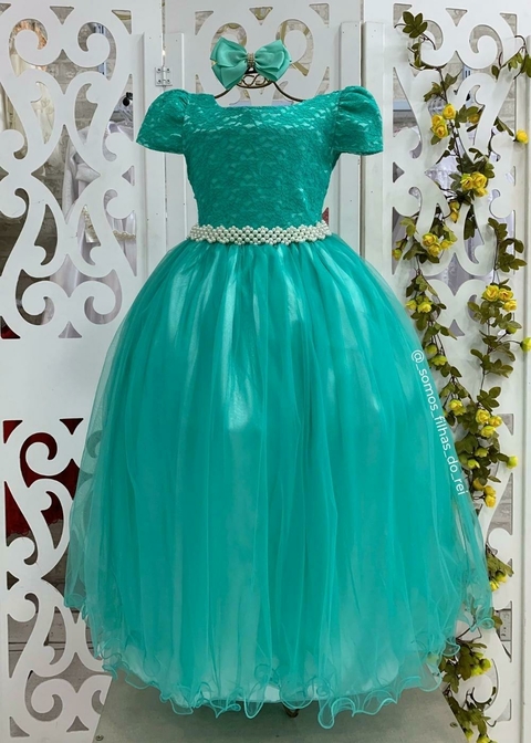 VESTIDO DE FESTA VERDE TIFFANY LONGO SABRINA