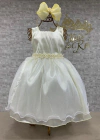 VESTIDO DE FESTA INFANTIL OFF WHITE COM SAIA DE GLITER