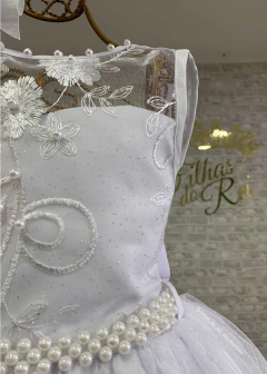 VESTIDO BRANCO DE FESTA LUXO JUVENIL LONGO - Filhas do Rei Distribuidora Roupa Infantil e Juvenil