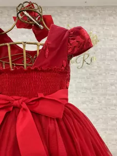 VESTIDO DE FESTA INFANTIL LUXO BORBOLETAS ENCANTADAS VERMELHO - comprar online