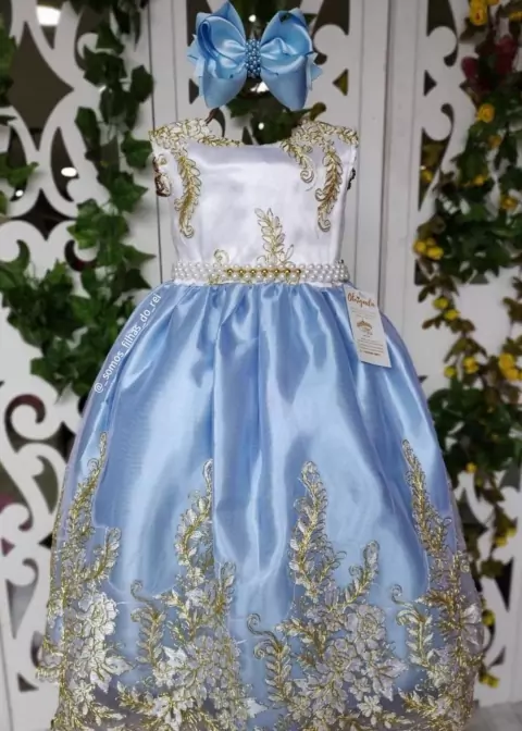 VESTIDO DE FESTA INFANTIL REALEZA AZUL SERENITY