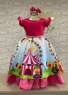 VESTIDO ROSA TEMÁTICO CIRCO