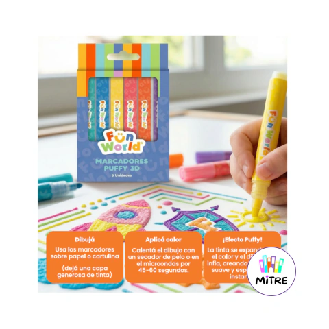 MARCADOR PUFFY X 6 FUN WORLD FW