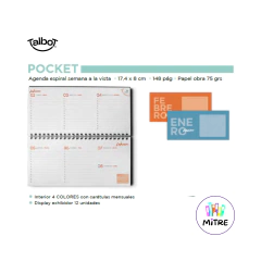 AGENDA POCKET TALBOT SEMANAL STAY CALM 2026 - libreriamitre