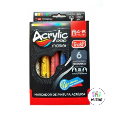 MARCADOR TRABI ACRILICO POP 4-6MM X 6 - libreriamitre