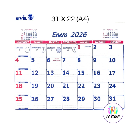 PLANIFICADOR ABROCH. 22X31 MENSUAL NIVEL 10